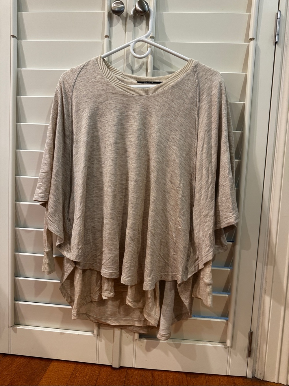 Women's Capote Draped Short-Sleeve Layered Top - Beige size Small